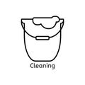 Cleaning simple line icon. Wash thin linear signs. Washing floors simple concept for websites, infographic, mobile applications.