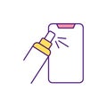 Cleaning smartphone screen RGB color icon Royalty Free Stock Photo