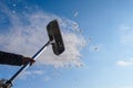 Cleaning snow shovel, throwing snow Royalty Free Stock Photo