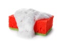 Cleaning sponge with foam for dish washing Royalty Free Stock Photo