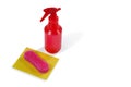 Cleaning spray bottle, sponge and brush Royalty Free Stock Photo
