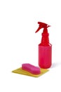Cleaning spray bottle, sponge and brush Royalty Free Stock Photo