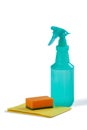 Cleaning spray bottle and sponge Royalty Free Stock Photo