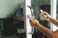 Cleaning staff Cleaning door handle To sterilize