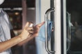 Cleaning staff Cleaning door handle To sterilize