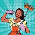 Cleaning staff. household equipment tools
