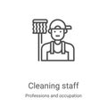 cleaning staff icon vector from professions and occupation collection. Thin line cleaning staff outline icon vector illustration. Royalty Free Stock Photo