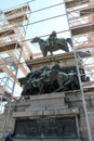 Cleaning the statue of Tsar Osvoboditel , monument of King Liberator - Russian king Alexander II , built in 1907 year, in Sofia