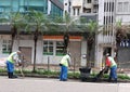 Cleaning of Street in Hong Kong