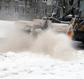 Cleaning of the street. Snow and sand.