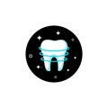 Cleaning and strong white teeth icon. Oral health, stomatology pictogram, medicine symbol logo on isolated white background. EPS