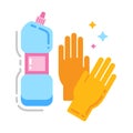 Cleaning stuff and glove flat color icon. Cleaning service concept. Isolated flat drawing.