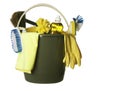 Cleaning supplies bucket isolated