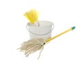Cleaning Supplies: Bucket, Mop, and Feather Duster