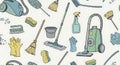 Cleaning Supplies Doodle Pattern Background Royalty Free Stock Photo