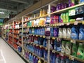 Cleaning supplies and miscellaneous section in grocery store aisle
