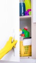 Cleaning supplies storage Royalty Free Stock Photo