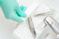 Cleaning systems for tweezers. Royalty Free Stock Photo