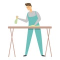 Cleaning table man icon cartoon vector. Work person