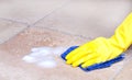 Cleaning tile with cloth