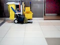 Cleaning tools cart wait for cleaning in airport Royalty Free Stock Photo