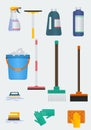 Various Cleaning Tools Illustration Icons Set Royalty Free Stock Photo