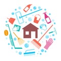 Cleaning tools icon set, vector illustration Royalty Free Stock Photo