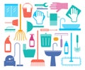 Cleaning tools icon set, vector illustration Royalty Free Stock Photo