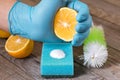 Cleaning tools and sodium bicarbonate Royalty Free Stock Photo