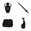 Cleaning, travel and or web icon in black style. history, weapons icons in set collection.