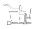 Cleaning trolley cart outline icon