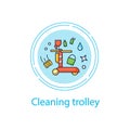 Cleaning trolley concept line icon