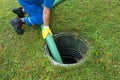 Cleaning and unblocking clogged drain Royalty Free Stock Photo