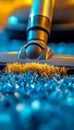 Cleaning Up Close Vibrant Carpet Fibers Lifted by Vacuum Suction, Creating Abstract Texture