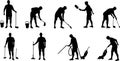 Cleaning and vacuuming silhouettes