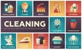 Cleaning - vector modern flat design icons set