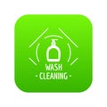 Cleaning wash icon green vector