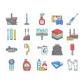 Cleaning And Washing Accessories Icons Set Vector .