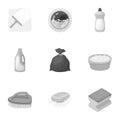 Cleaning, washing and everything connected with it. A set of icons for cleaning. Cleaning and maid icon in set Royalty Free Stock Photo