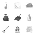 Cleaning, washing and everything connected with it. A set of icons for cleaning. Cleaning and maid icon in set Royalty Free Stock Photo