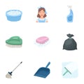 Cleaning, washing and everything connected with it. A set of icons for cleaning. Cleaning and maid icon in set Royalty Free Stock Photo