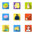 Cleaning, washing and everything connected with it. A set of icons for cleaning. Cleaning and maid icon in set