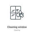 Cleaning window outline vector icon. Thin line black cleaning window icon, flat vector simple element illustration from editable Royalty Free Stock Photo
