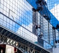 Cleaning windows at Kyoto Station Royalty Free Stock Photo