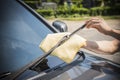 Cleaning a windshield wiper Royalty Free Stock Photo