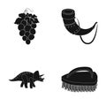 Cleaning, winemaking and or web icon in black style. history, myths icons in set collection.