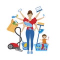 Hardworking housewife icon vector Royalty Free Stock Photo