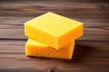 Cleaning yellow kitchen housework sponge equipment sanitary tool hygiene closeup domestic household Royalty Free Stock Photo