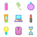 Cleanout icons set, cartoon style