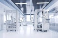 cleanroom with sleek and modern robots, interacting with advanced medical equipment